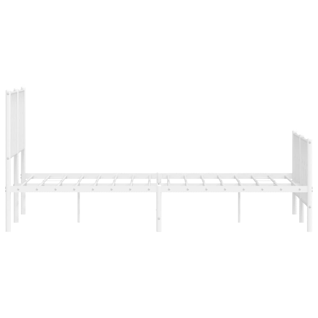 vidaXL Metalowa rama łóżka z wezgłowiem i zanóżkiem, biała, 140x190 cm