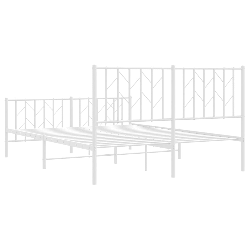 vidaXL Metalowa rama łóżka z wezgłowiem i zanóżkiem, biała, 140x190 cm