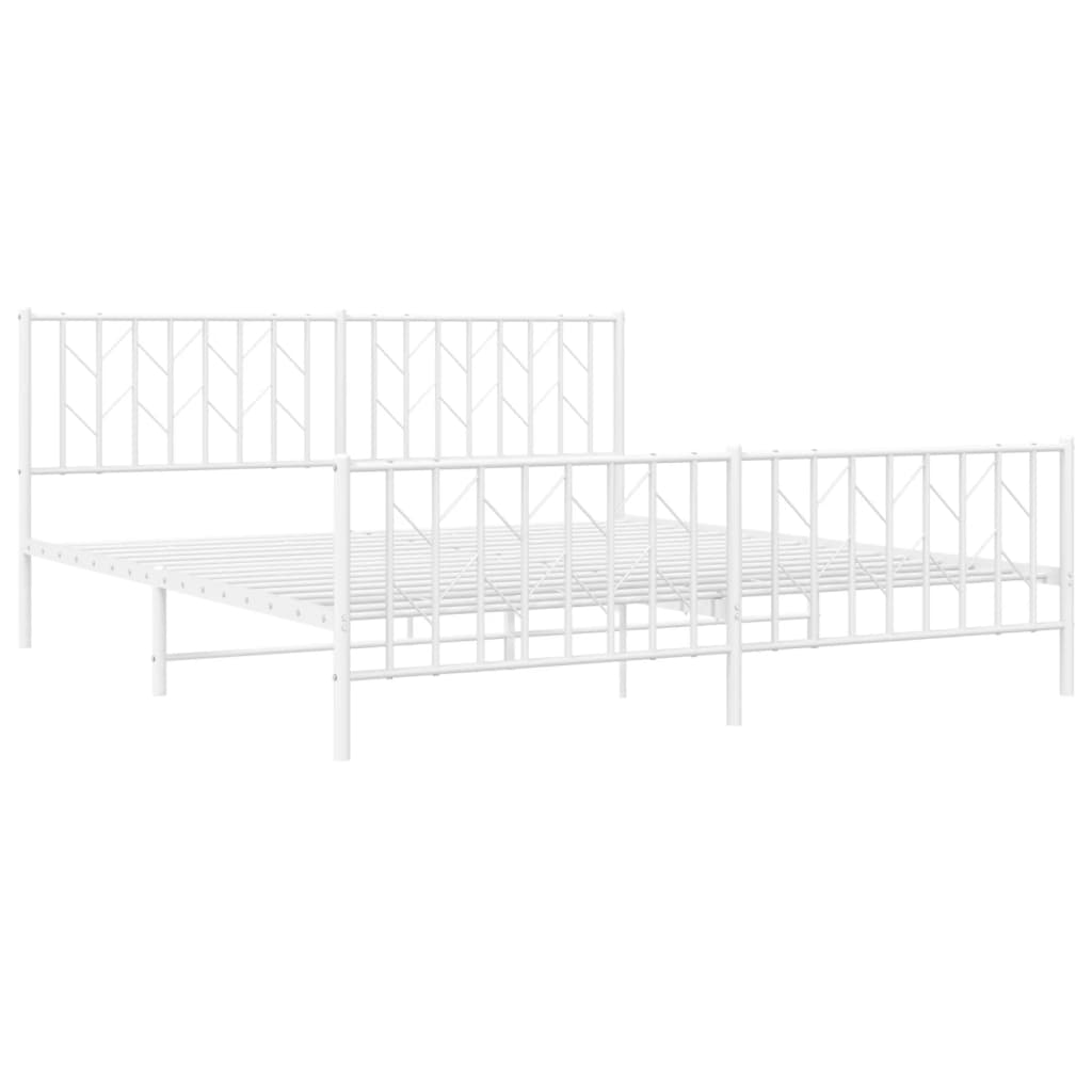 vidaXL Metalowa rama łóżka z wezgłowiem i zanóżkiem, biała, 183x213 cm