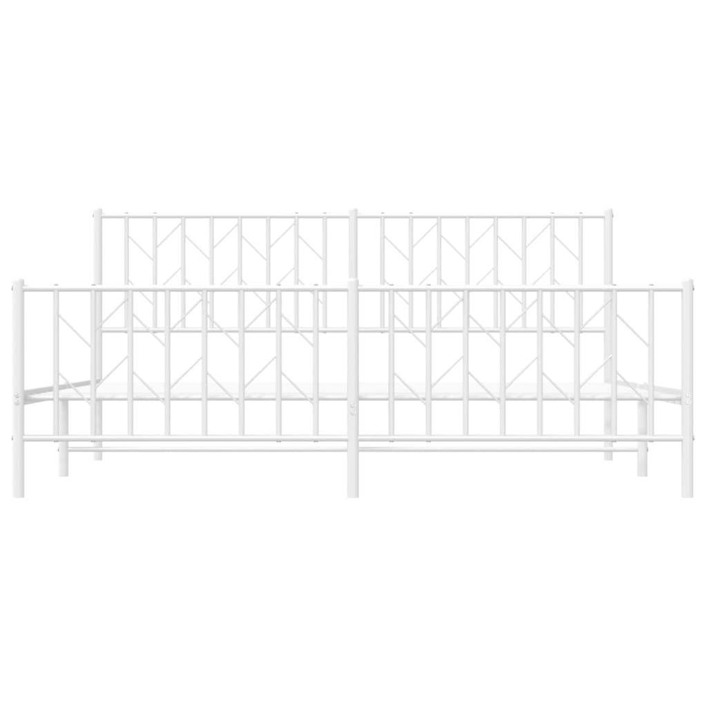 vidaXL Metalowa rama łóżka z wezgłowiem i zanóżkiem, biała, 183x213 cm