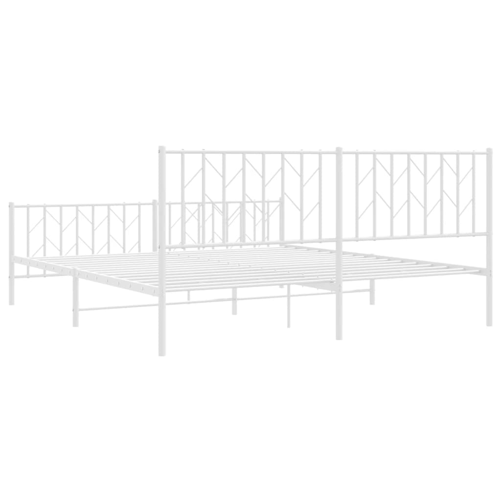 vidaXL Metalowa rama łóżka z wezgłowiem i zanóżkiem, biała, 183x213 cm