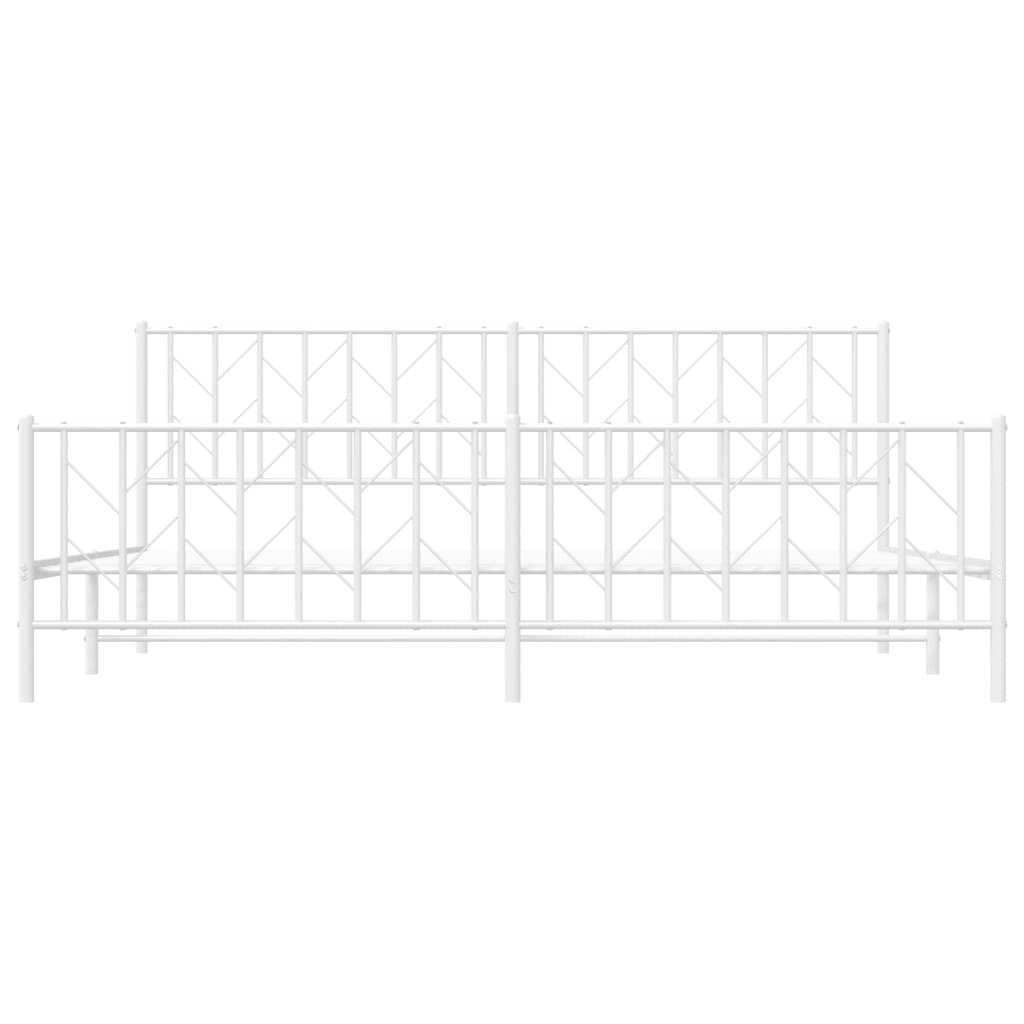 vidaXL Metalowa rama łóżka z wezgłowiem i zanóżkiem, biała, 200x200 cm