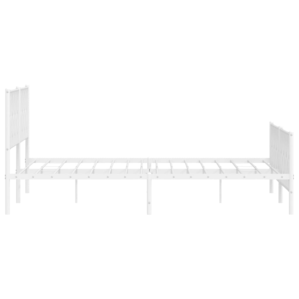 vidaXL Metalowa rama łóżka z wezgłowiem i zanóżkiem, biała, 200x200 cm