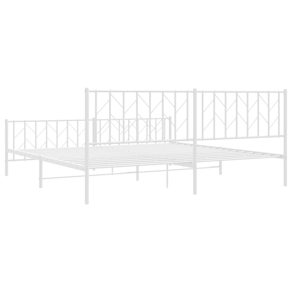 vidaXL Metalowa rama łóżka z wezgłowiem i zanóżkiem, biała, 200x200 cm