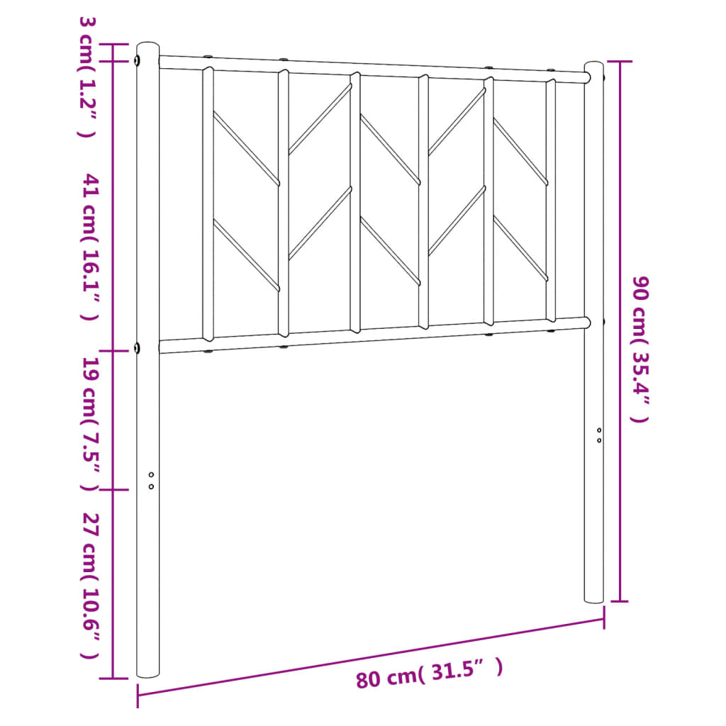 vidaXL Metalowe wymienne wezgłowie, białe, 75 cm