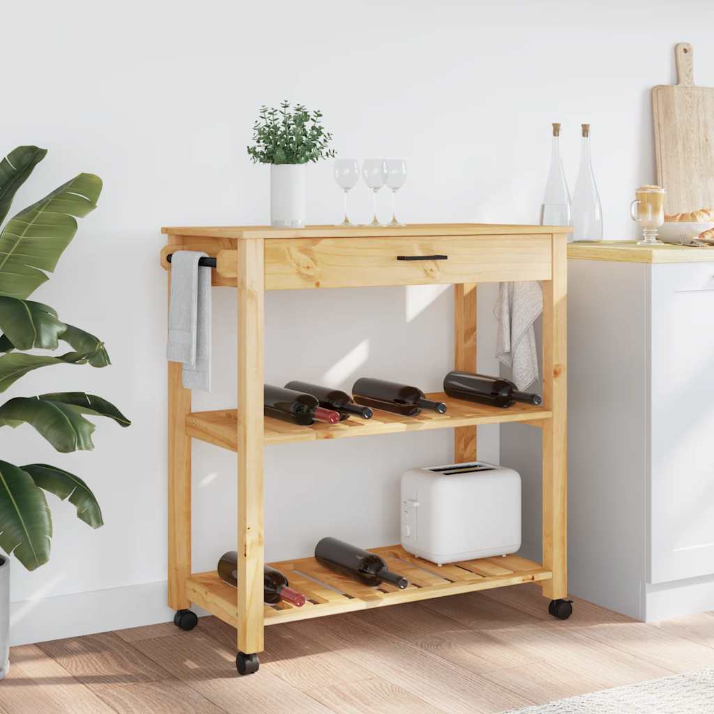vidaXL Wózek kuchenny MONZA, 84x40x88,5 cm, lite drewno sosnowe