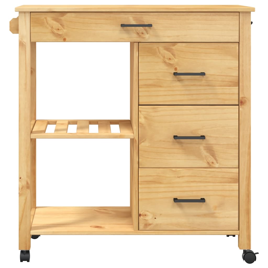 vidaXL Wózek kuchenny MONZA, 84x40x88,5 cm, lite drewno sosnowe