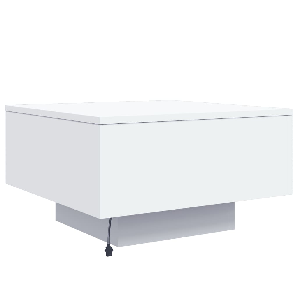 vidaXL Stolik kawowy z podświetleniem LED, biały, 55x55x31 cm