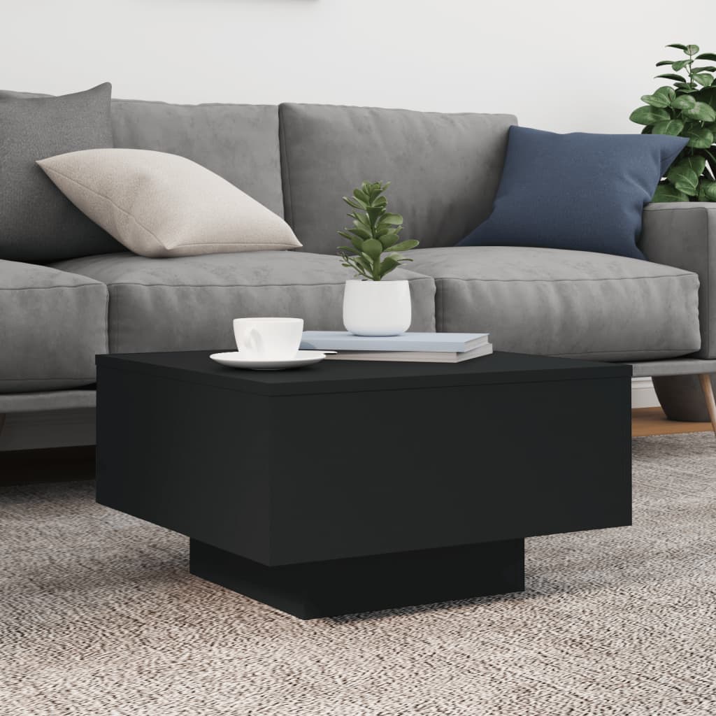 vidaXL Stolik kawowy z podświetleniem LED, czarny, 55x55x31 cm