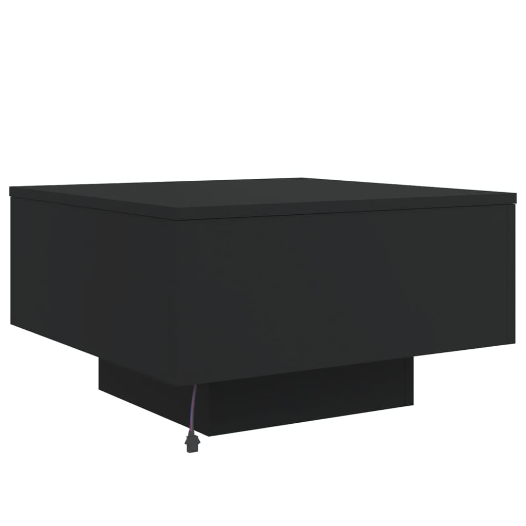 vidaXL Stolik kawowy z podświetleniem LED, czarny, 55x55x31 cm