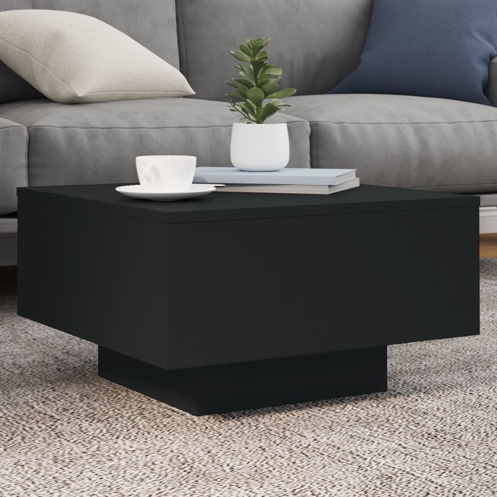 vidaXL Stolik kawowy z podświetleniem LED, czarny, 55x55x31 cm