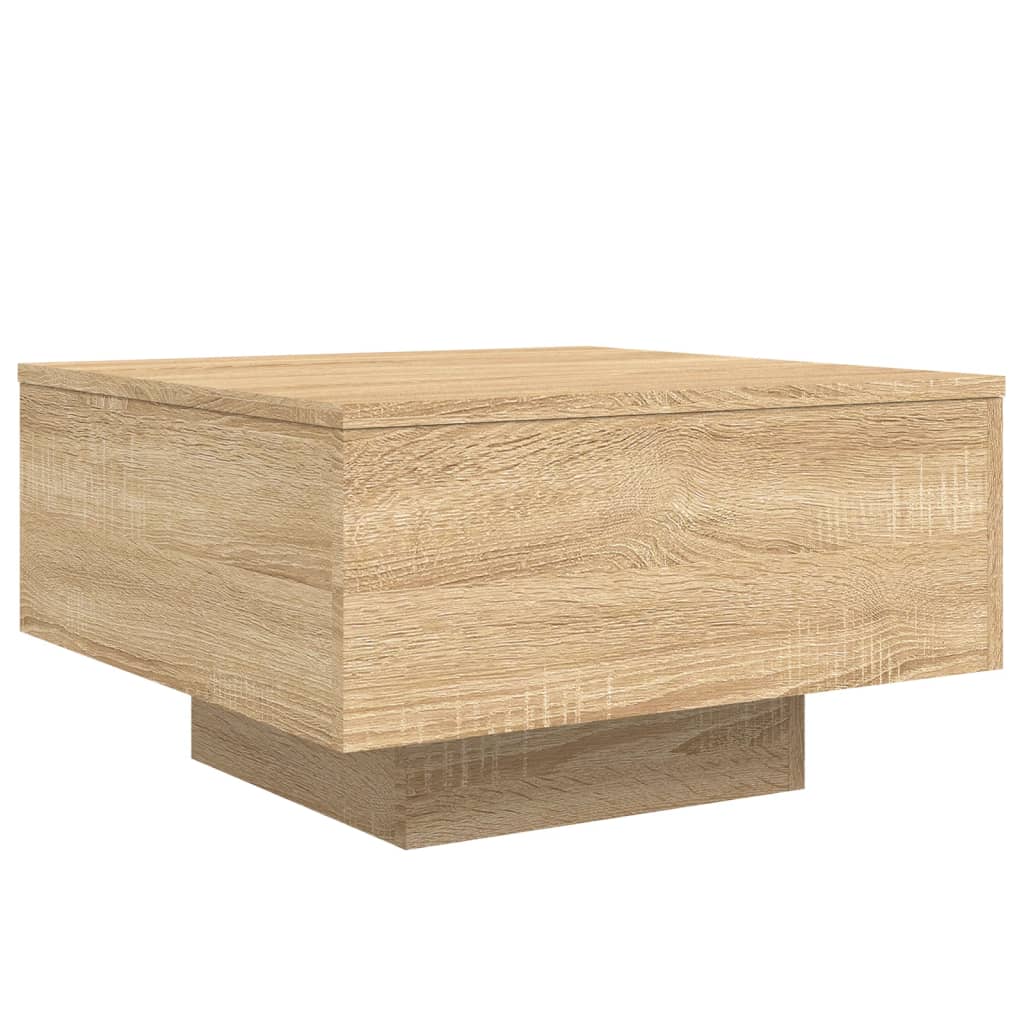 vidaXL Stolik kawowy z podświetleniem LED, dąb sonoma, 55x55x31 cm