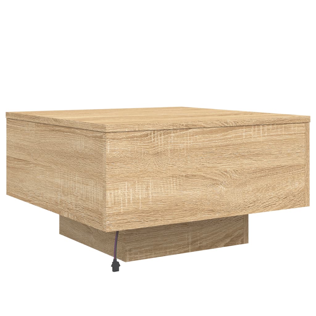 vidaXL Stolik kawowy z podświetleniem LED, dąb sonoma, 55x55x31 cm