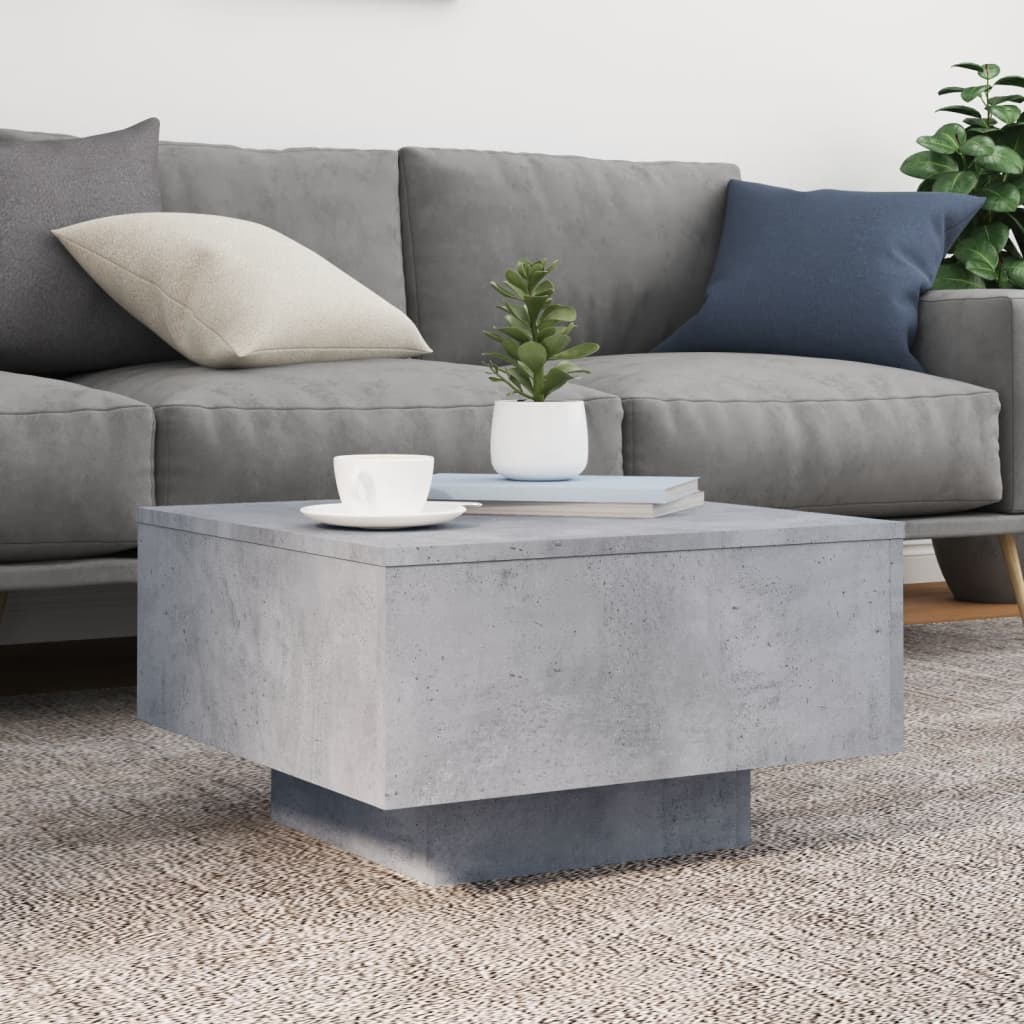 vidaXL Stolik kawowy z podświetleniem LED, szarość betonu, 55x55x31 cm