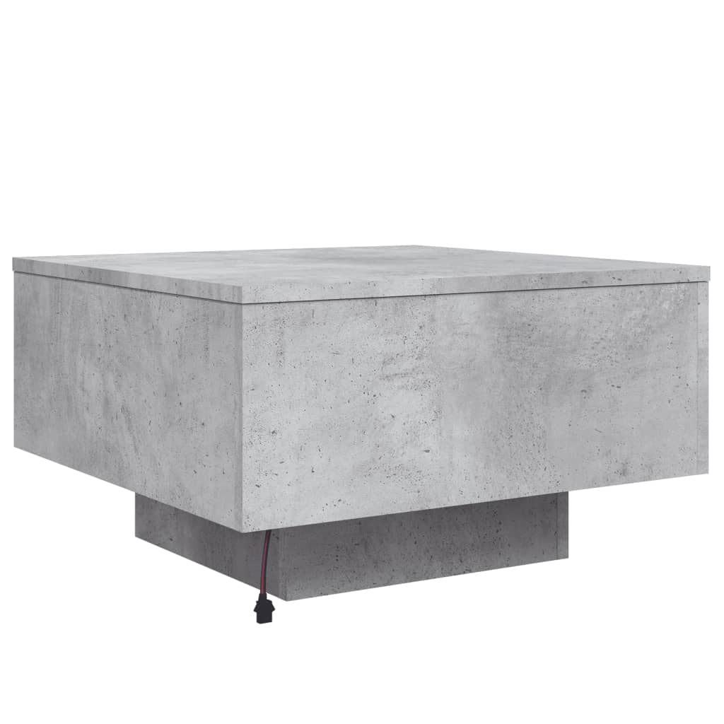 vidaXL Stolik kawowy z podświetleniem LED, szarość betonu, 55x55x31 cm