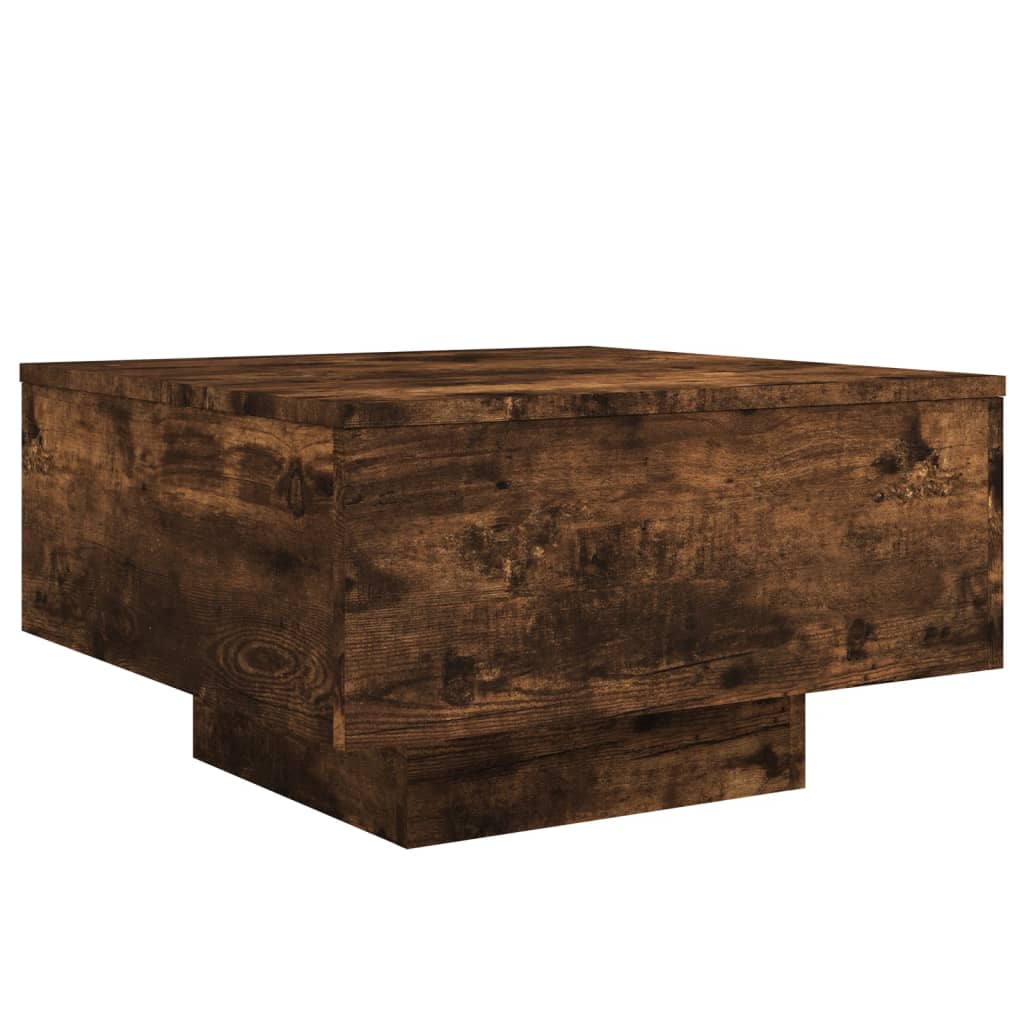 vidaXL Stolik kawowy z LED, przydymiony dąb, 55x55x31 cm