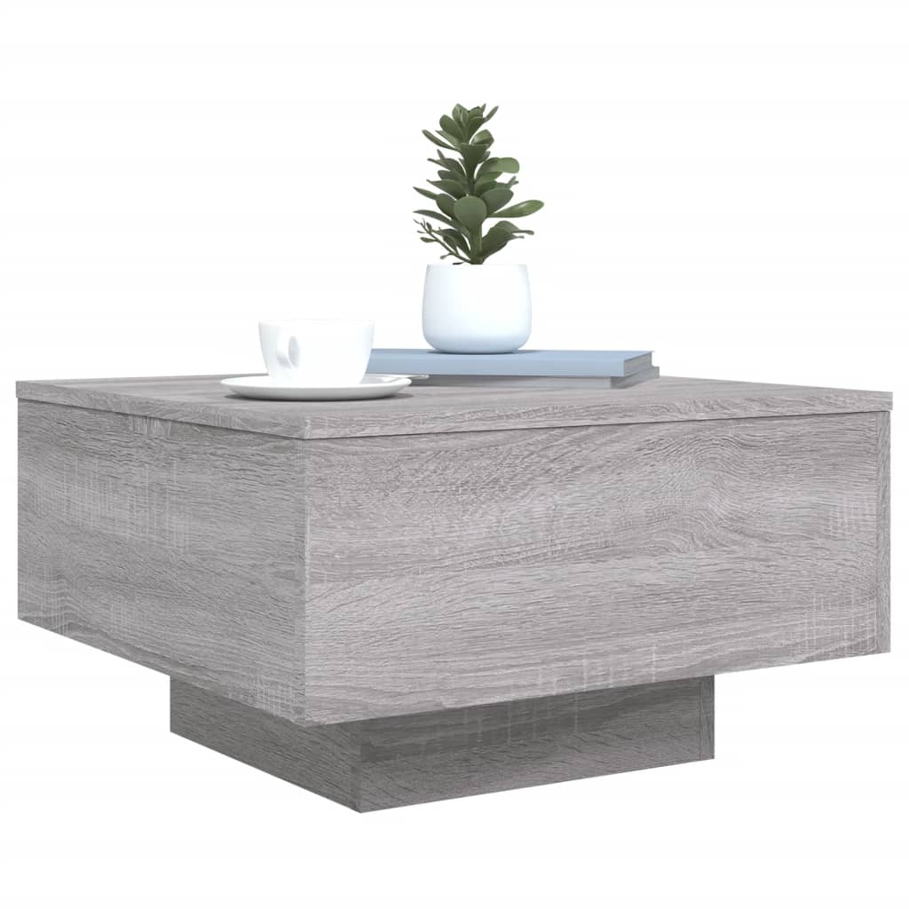 vidaXL Stolik kawowy z LED, szary dąb sonoma, 55x55x31 cm