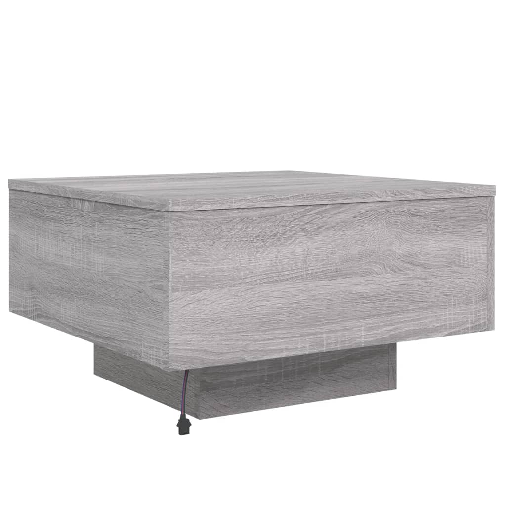 vidaXL Stolik kawowy z LED, szary dąb sonoma, 55x55x31 cm