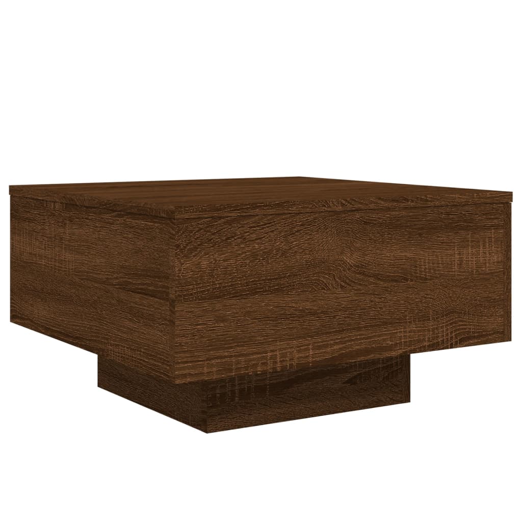 vidaXL Stolik kawowy z podświetleniem LED, brązowy dąb, 55x55x31 cm