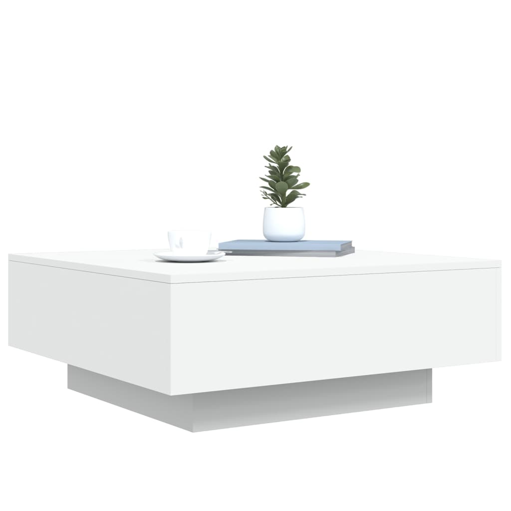 vidaXL Stolik kawowy z oświetleniem LED, biały, 80x80x31 cm