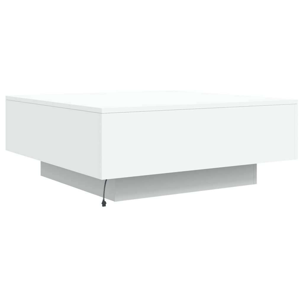 vidaXL Stolik kawowy z oświetleniem LED, biały, 80x80x31 cm