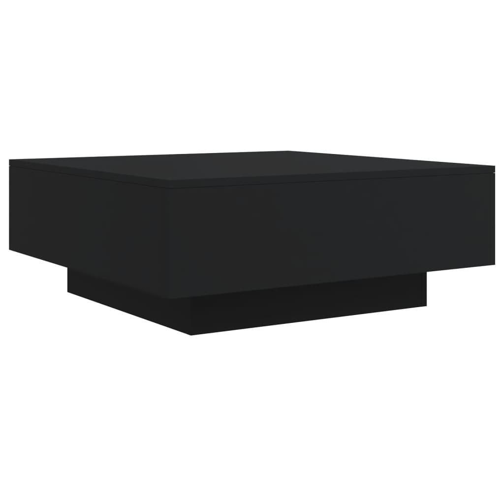 vidaXL Stolik kawowy z oświetleniem LED, czarny, 80x80x31 cm