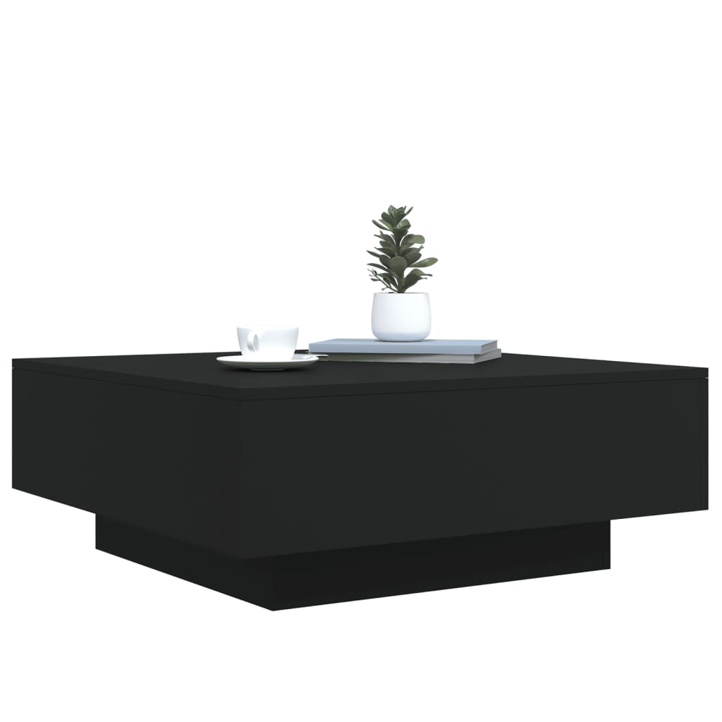 vidaXL Stolik kawowy z oświetleniem LED, czarny, 80x80x31 cm