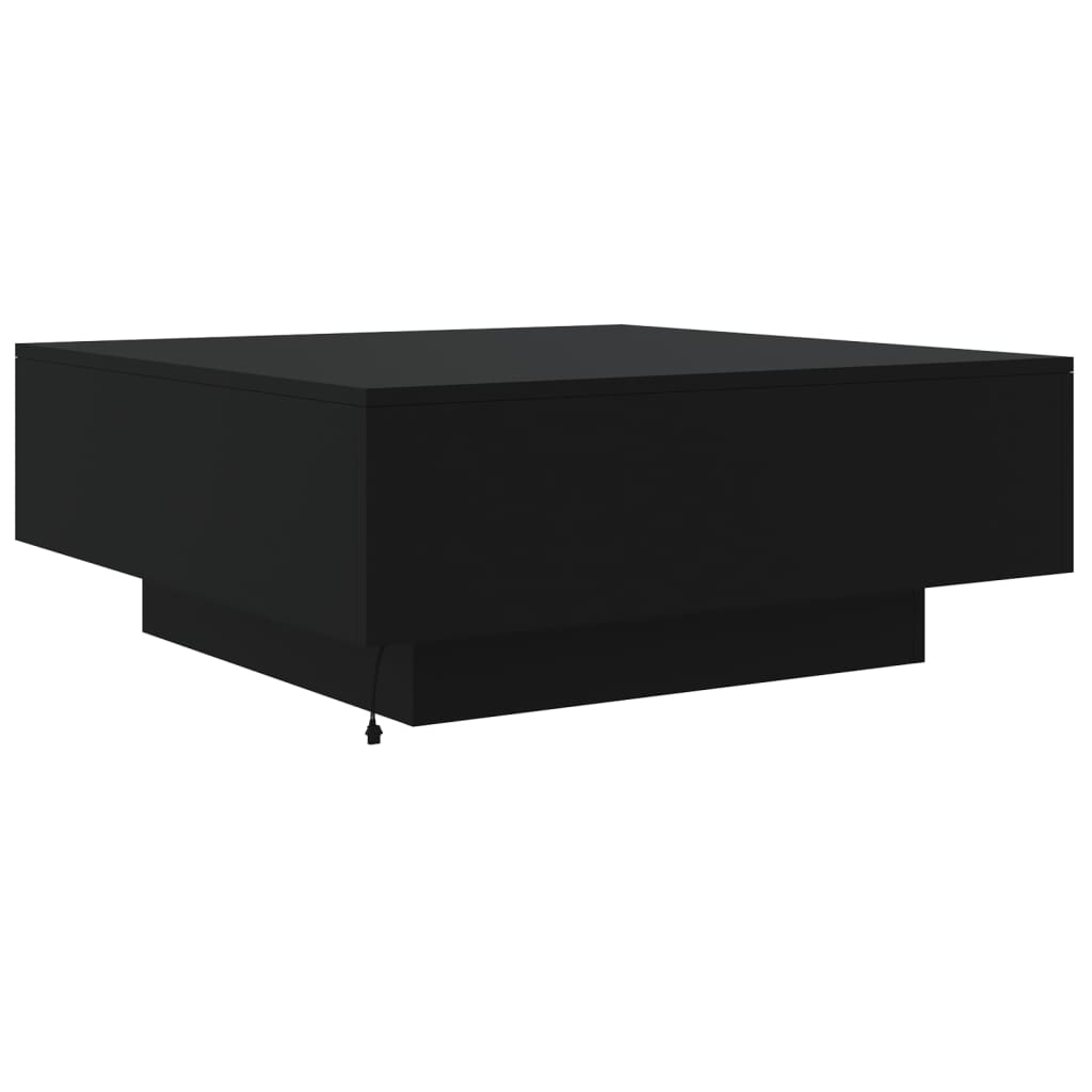 vidaXL Stolik kawowy z oświetleniem LED, czarny, 80x80x31 cm