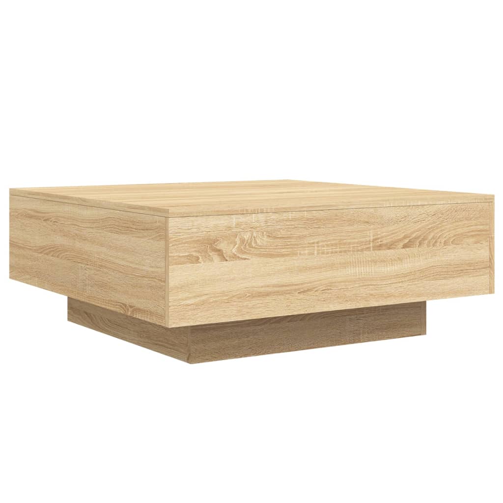 vidaXL Stolik kawowy z podświetleniem LED, dąb sonoma, 80x80x31 cm