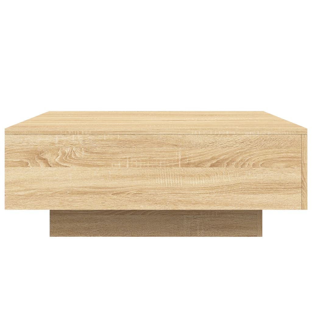 vidaXL Stolik kawowy z podświetleniem LED, dąb sonoma, 80x80x31 cm