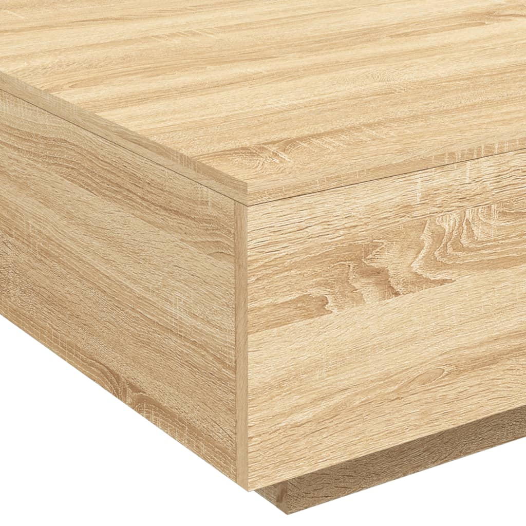 vidaXL Stolik kawowy z podświetleniem LED, dąb sonoma, 80x80x31 cm