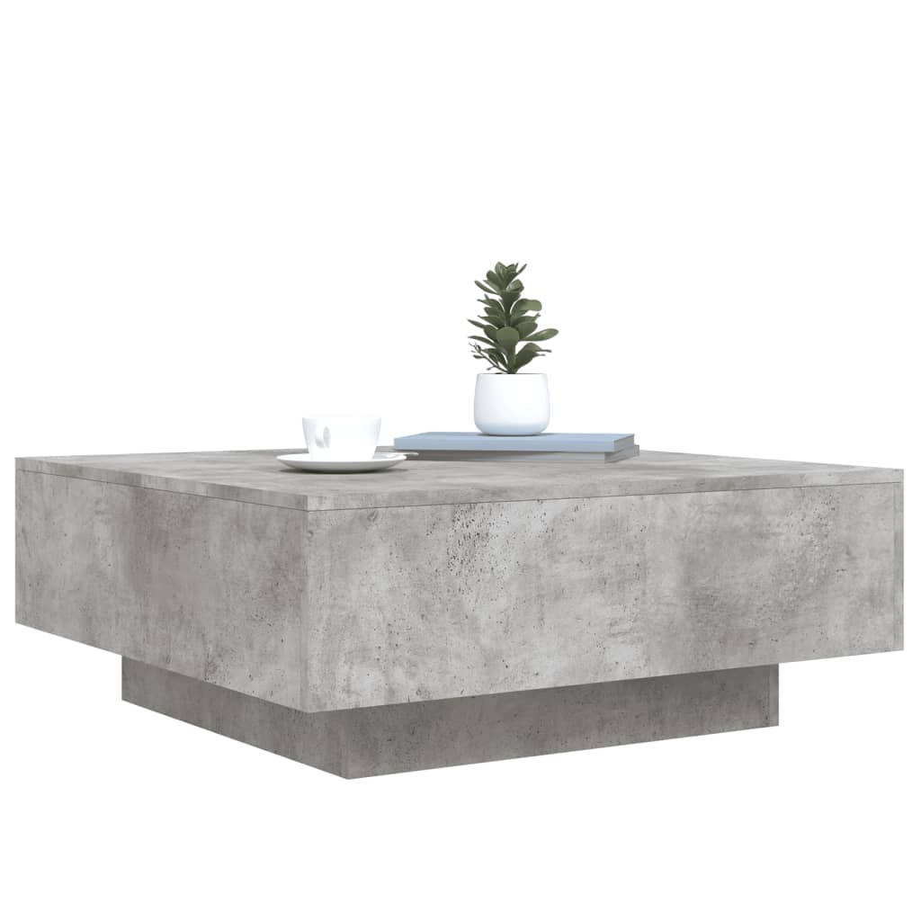 vidaXL Stolik kawowy z podświetleniem LED, szarość betonu, 80x80x31 cm