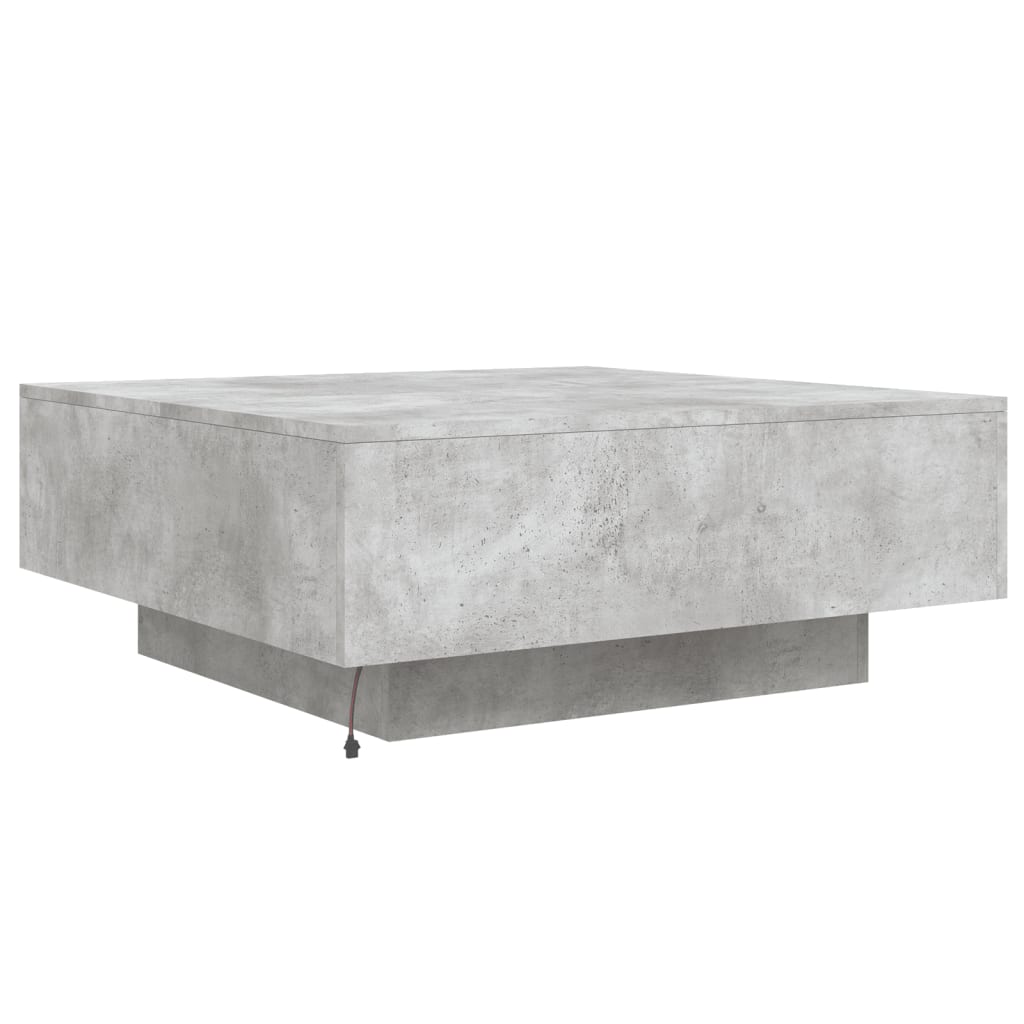 vidaXL Stolik kawowy z podświetleniem LED, szarość betonu, 80x80x31 cm