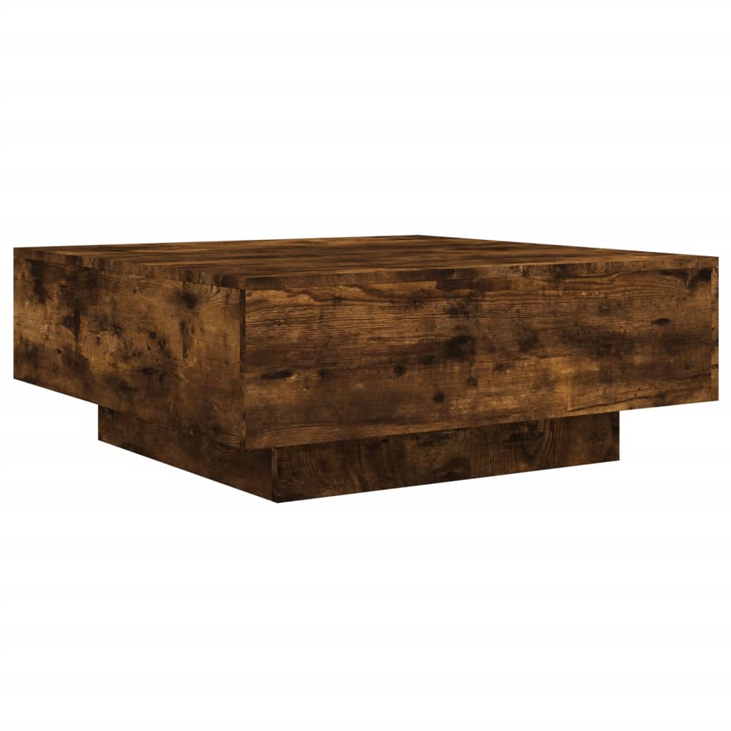 vidaXL Stolik kawowy z LED, przydymiony dąb, 80x80x31 cm