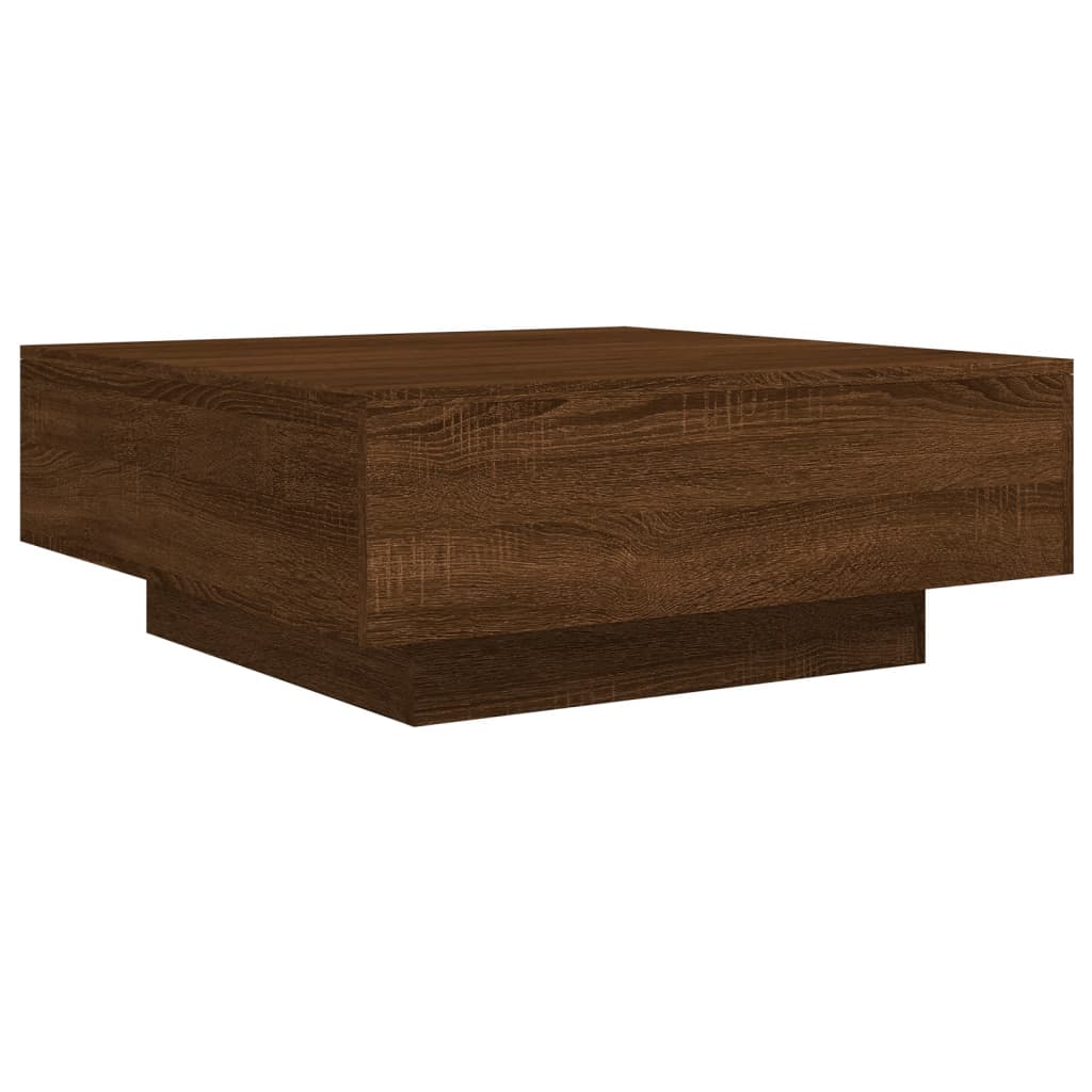 vidaXL Stolik kawowy z podświetleniem LED, brązowy dąb, 80x80x31 cm