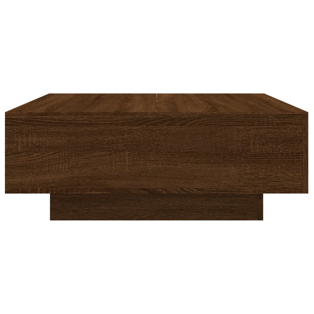 vidaXL Stolik kawowy z podświetleniem LED, brązowy dąb, 80x80x31 cm