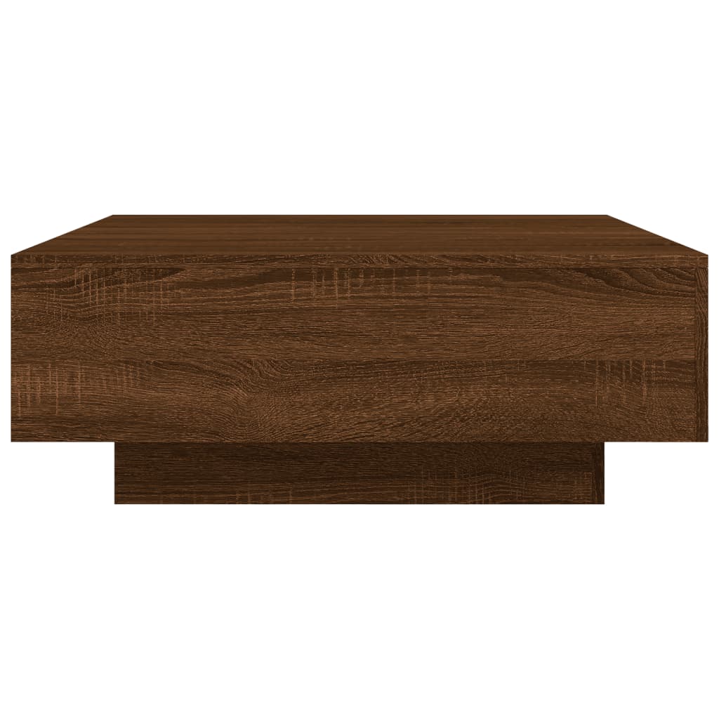 vidaXL Stolik kawowy z podświetleniem LED, brązowy dąb, 80x80x31 cm