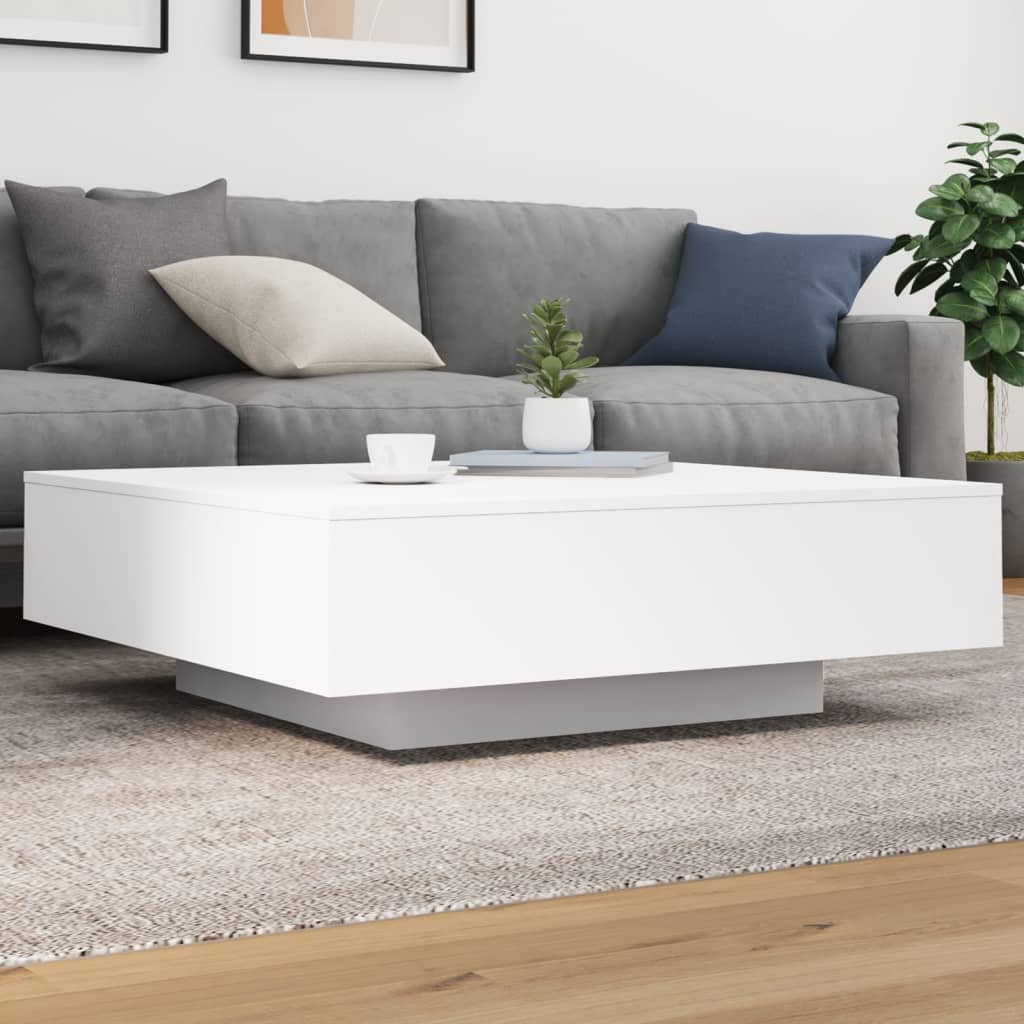 vidaXL Stolik kawowy z oświetleniem LED, biały, 100x100x31 cm
