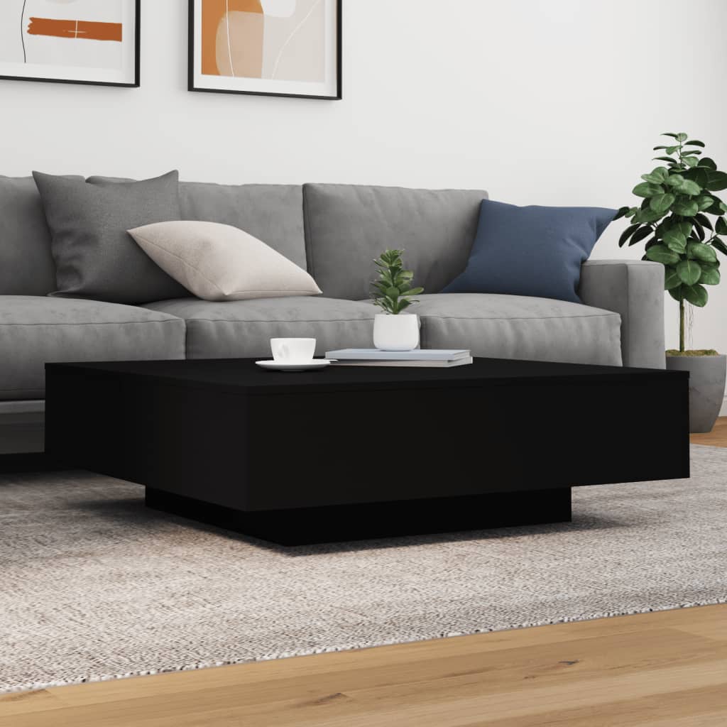 vidaXL Stolik kawowy z oświetleniem LED, czarny, 100x100x31 cm