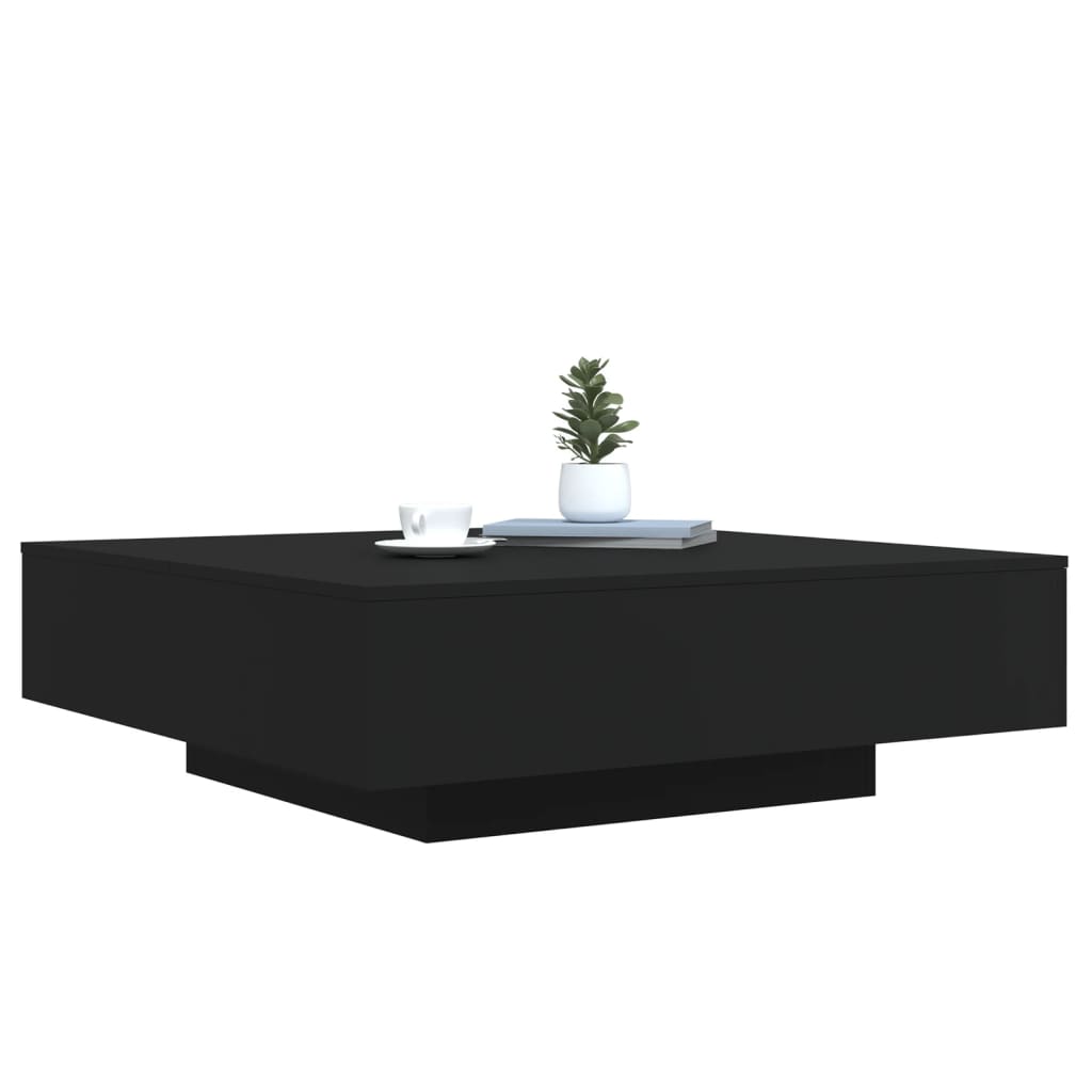 vidaXL Stolik kawowy z oświetleniem LED, czarny, 100x100x31 cm