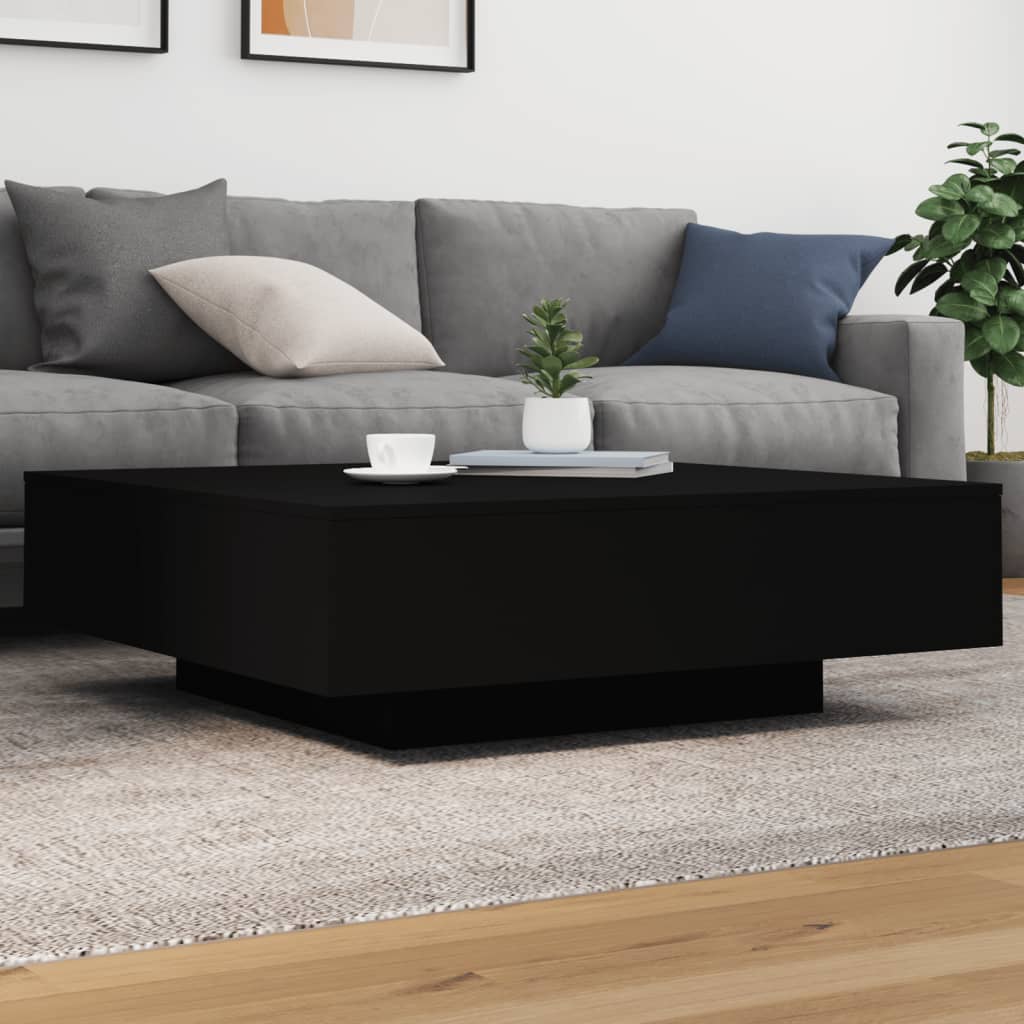 vidaXL Stolik kawowy z oświetleniem LED, czarny, 100x100x31 cm