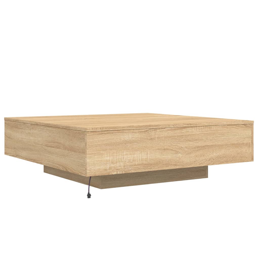 vidaXL Stolik kawowy z podświetleniem LED, dąb sonoma, 100x100x31 cm