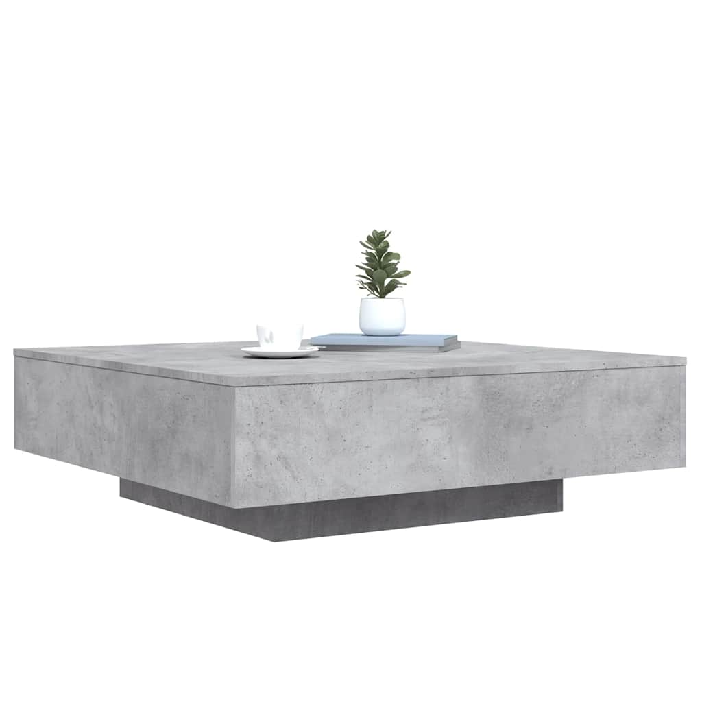 vidaXL Stolik kawowy z oświetleniem LED, szarość betonu, 100x100x31 cm