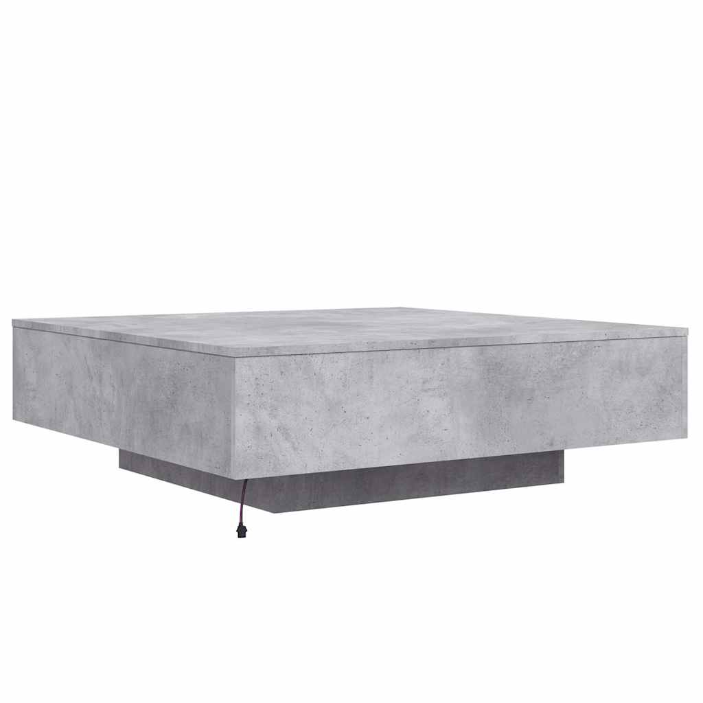 vidaXL Stolik kawowy z oświetleniem LED, szarość betonu, 100x100x31 cm
