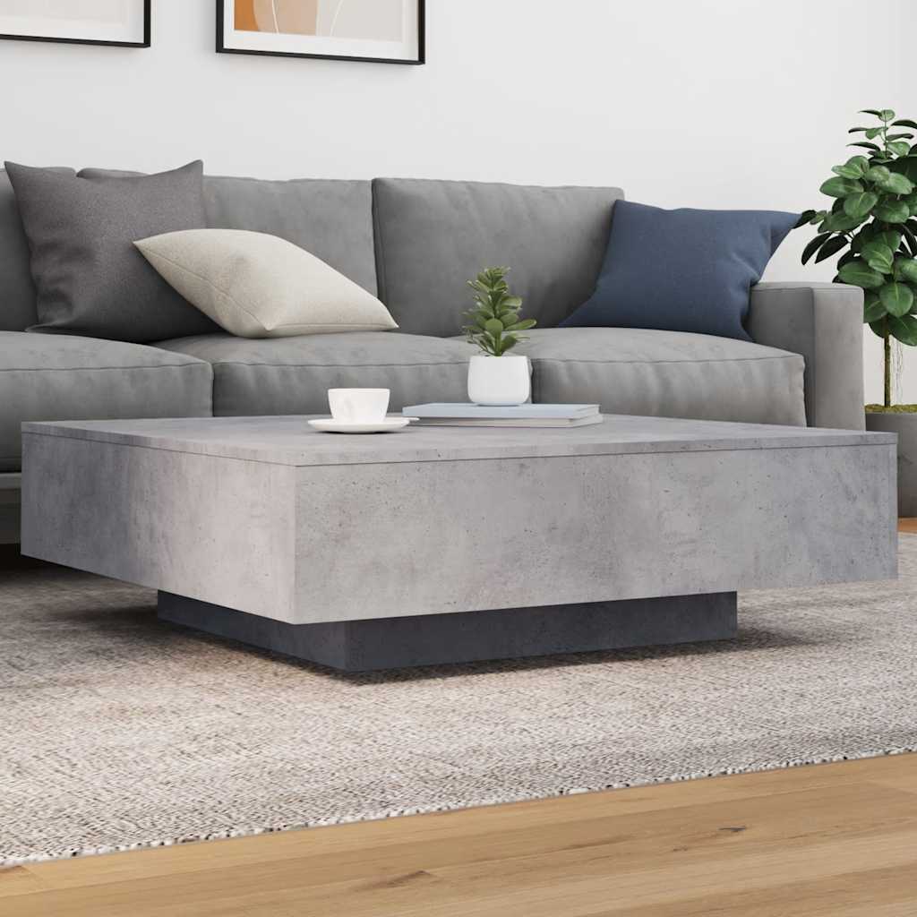 vidaXL Stolik kawowy z oświetleniem LED, szarość betonu, 100x100x31 cm