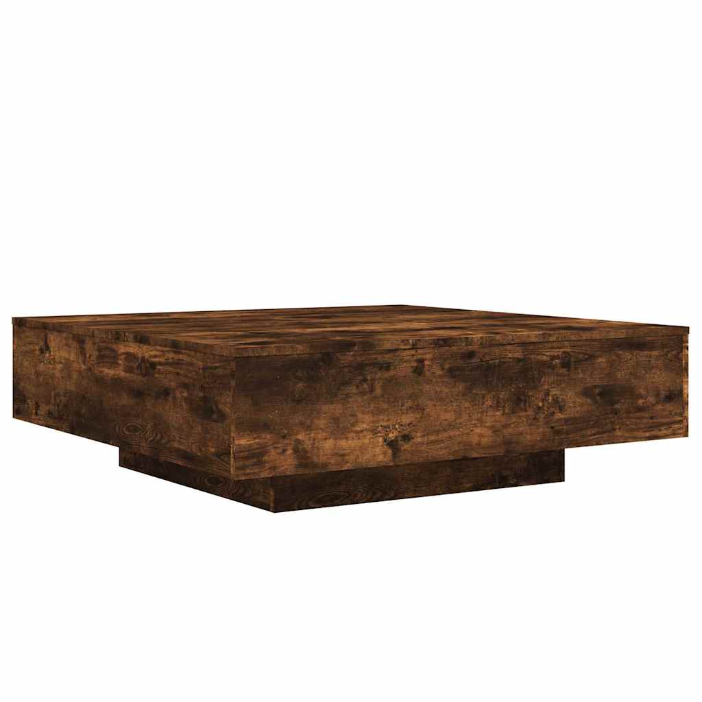 vidaXL Stolik kawowy z oświetleniem LED, przydymiony dąb, 100x100x31 cm