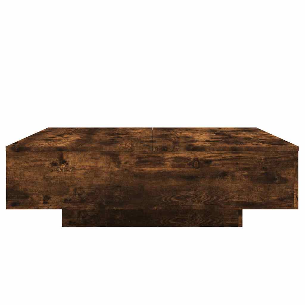vidaXL Stolik kawowy z oświetleniem LED, przydymiony dąb, 100x100x31 cm