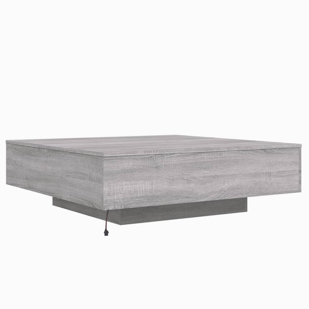 vidaXL Stolik kawowy z oświetleniem LED, szary dąb sonoma, 100x100x31 cm