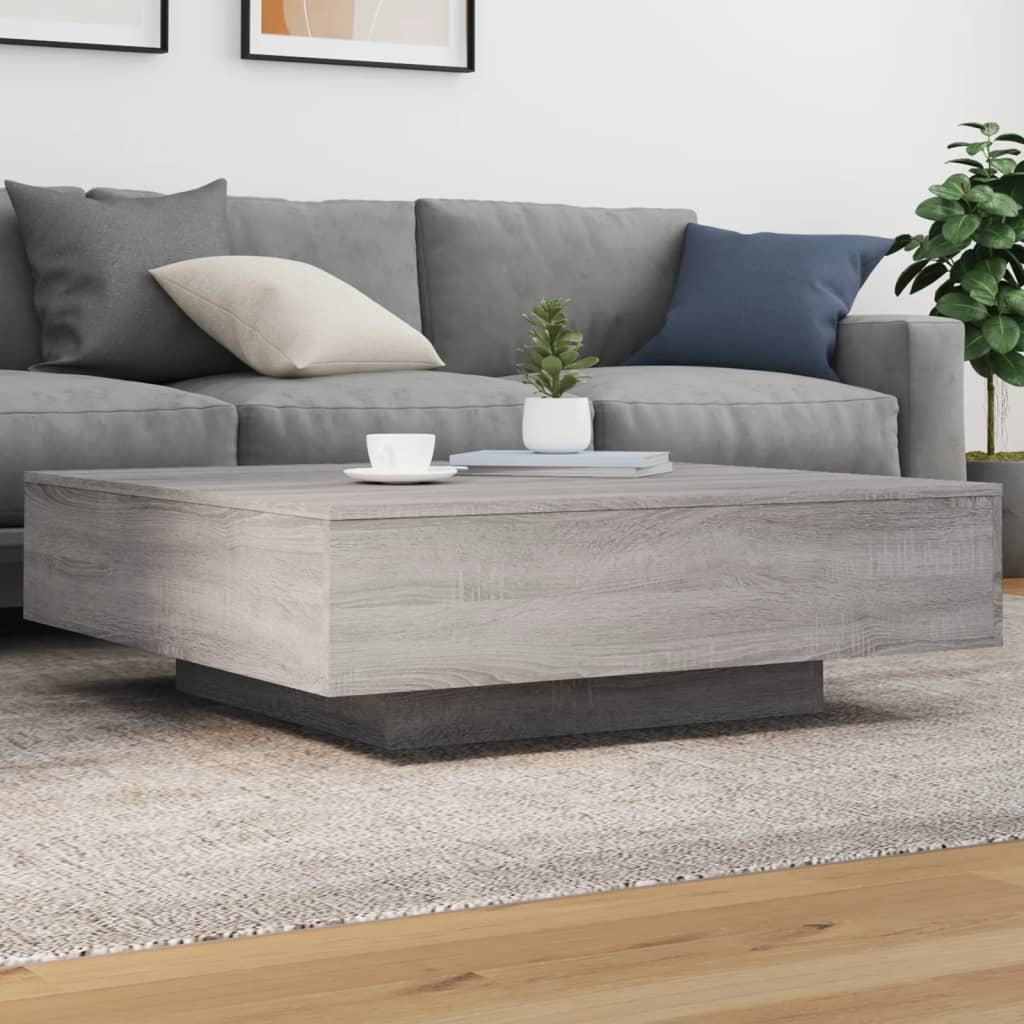 vidaXL Stolik kawowy z oświetleniem LED, szary dąb sonoma, 100x100x31 cm