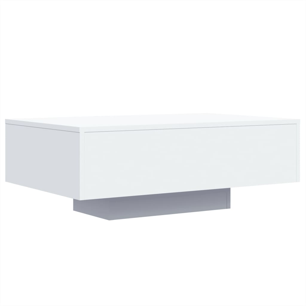 vidaXL Stolik kawowy z oświetleniem LED, biały, 85x55x31 cm